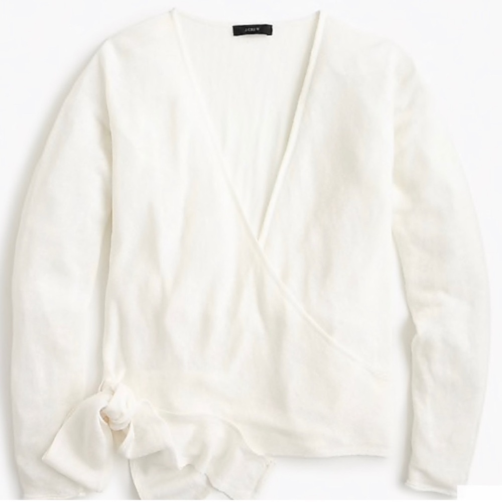 JCREW Linen Wrap Cardigan cream white